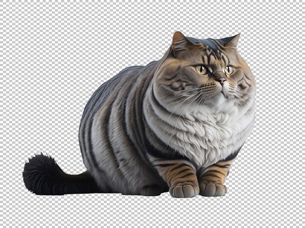 Premium PSD | Fat cat lying down isolated on transparent background  generative ai