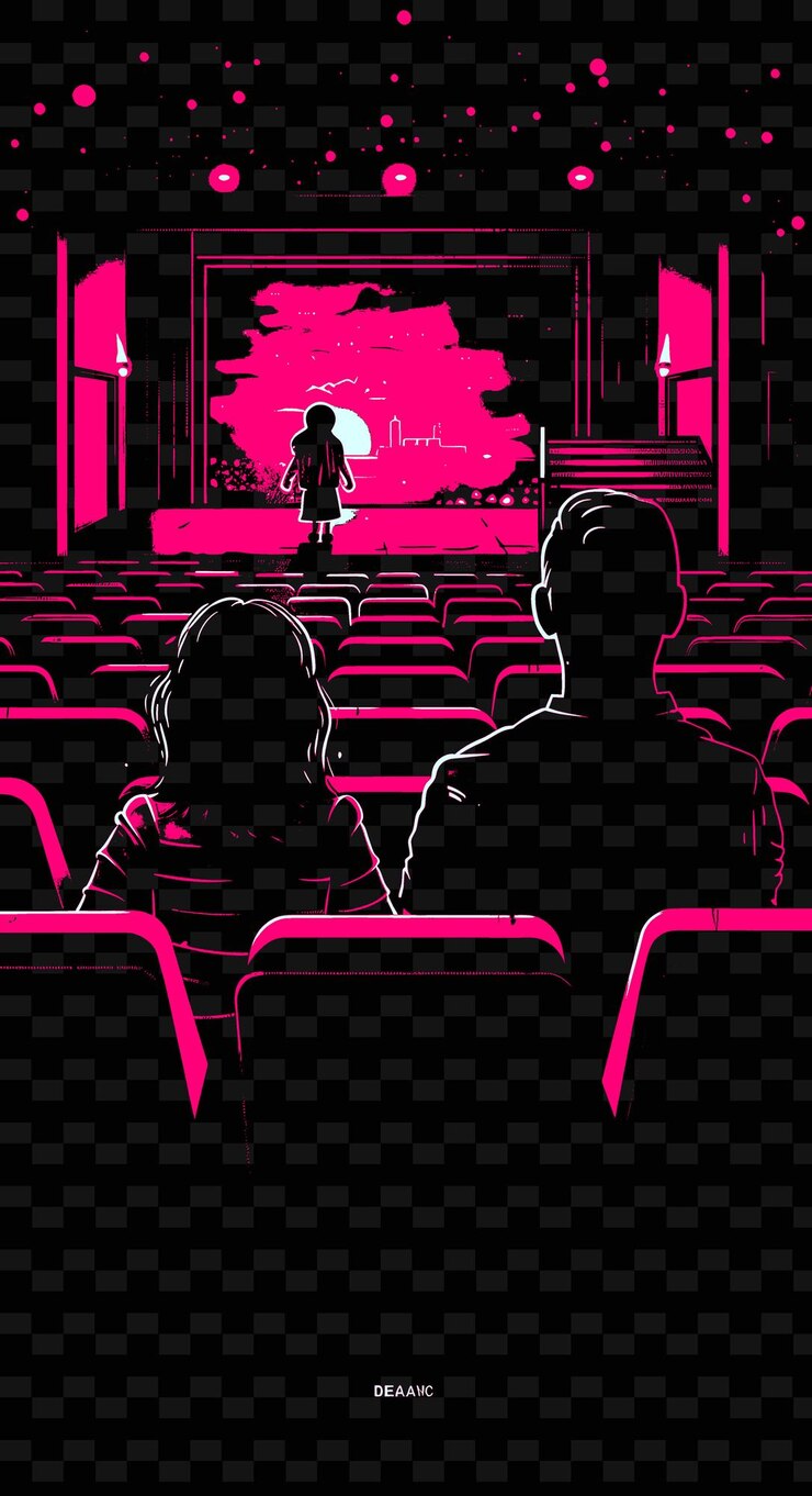 PSD отец и дочь смотрят фильм в кинотеатре с cin png illustration art work designs