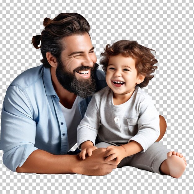 Father holding daughter at home