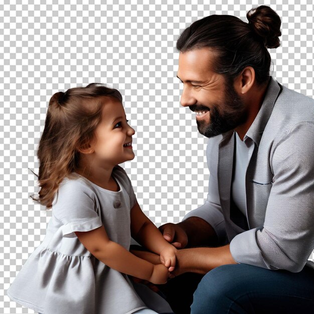 Father holding daughter at home