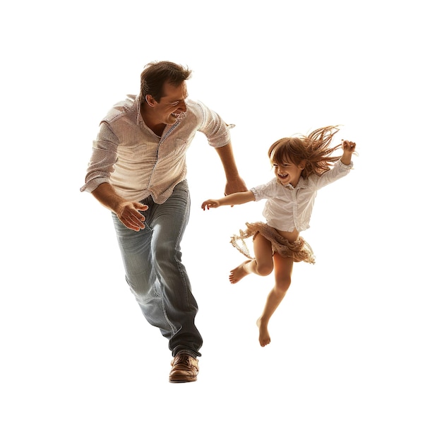 PSD father and little girl running