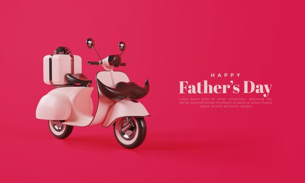 PSD rendering 3d della festa del papà con l'illustrazione della vespa