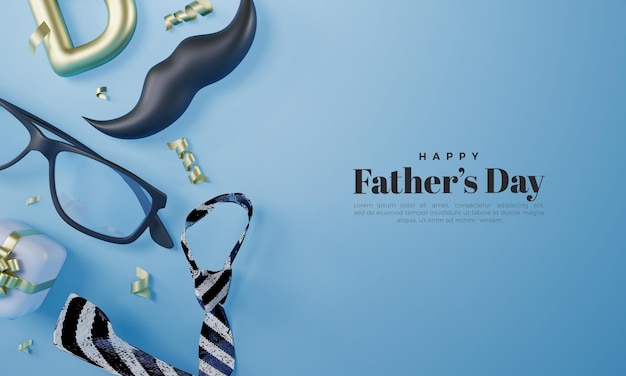 PSD father's day 3d rendering with realistic illustrations