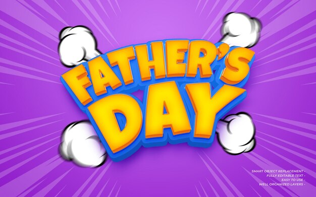 Father's day glossy text effect editable 3D style