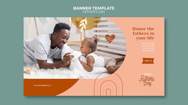 Father's day horizontal banner template with man and child