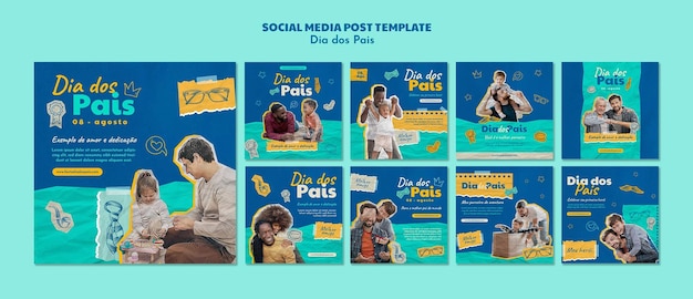 PSD father's day instagram posts design template