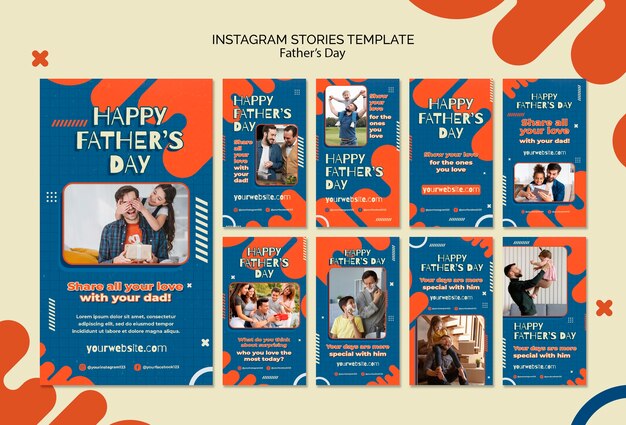 Father's day instagram stories collection with abstract liquid design