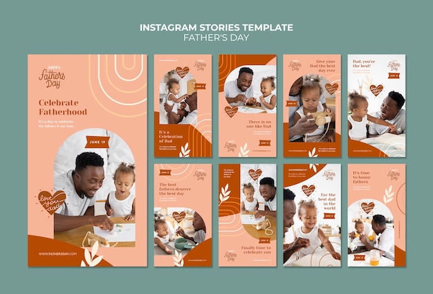 Father's day instagram stories collection with man and child