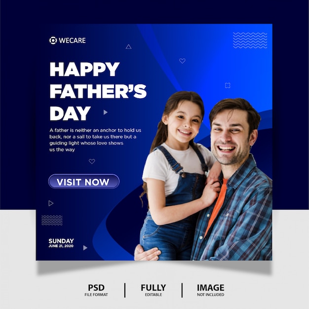 PSD father's day social media post banner design