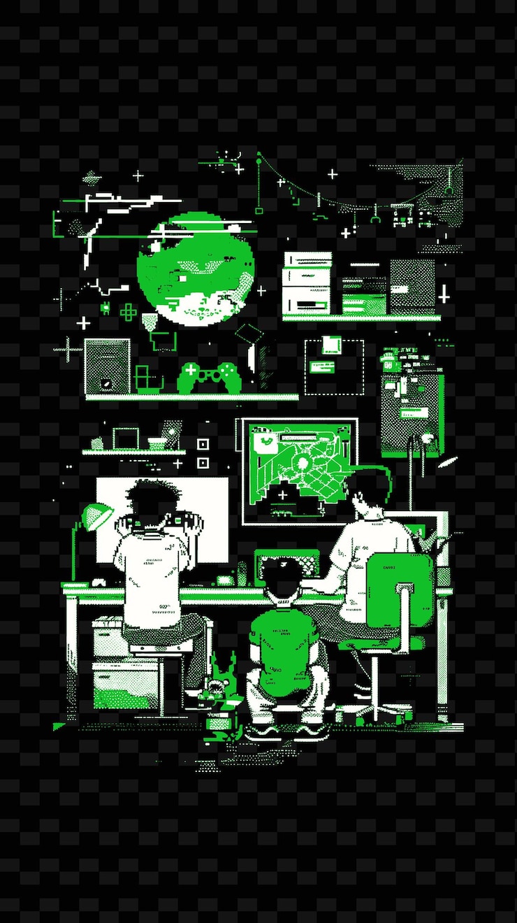 PSD father and son playing video games together in a gaming room png illustration art work designs