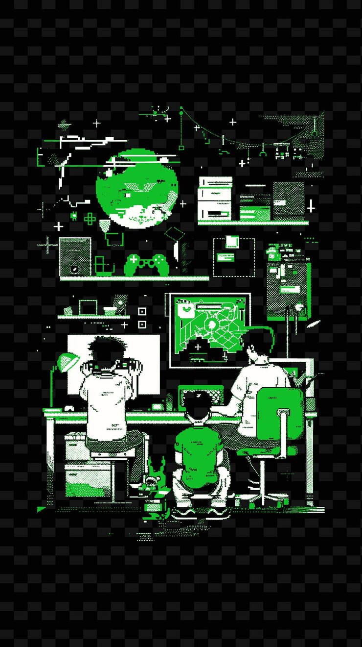 PSD father and son playing video games together in a gaming room png illustration art work designs