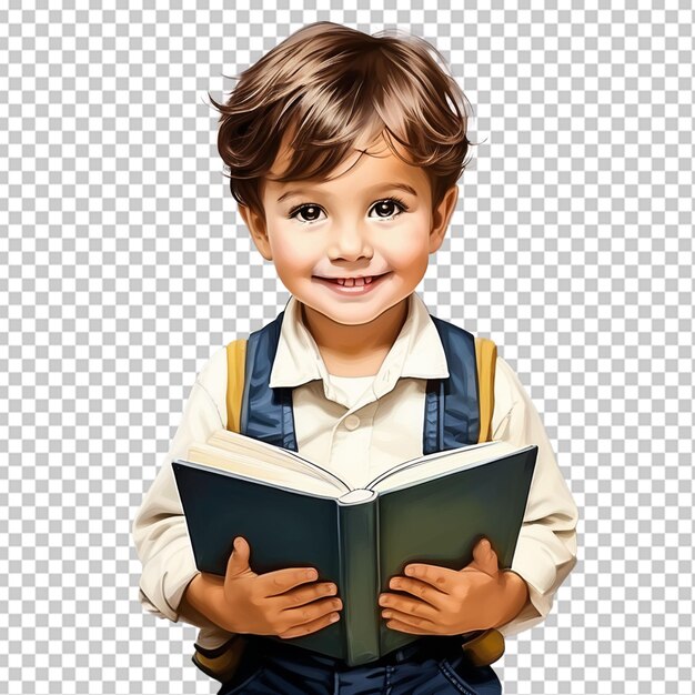 Father and son reading book together