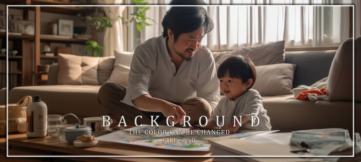PSD 父 と 息子 が 地図 を 一緒 に 勉強 し て いる
