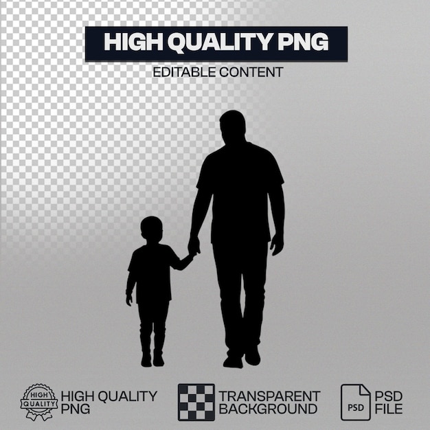 father and son walking hand in hand silhouette