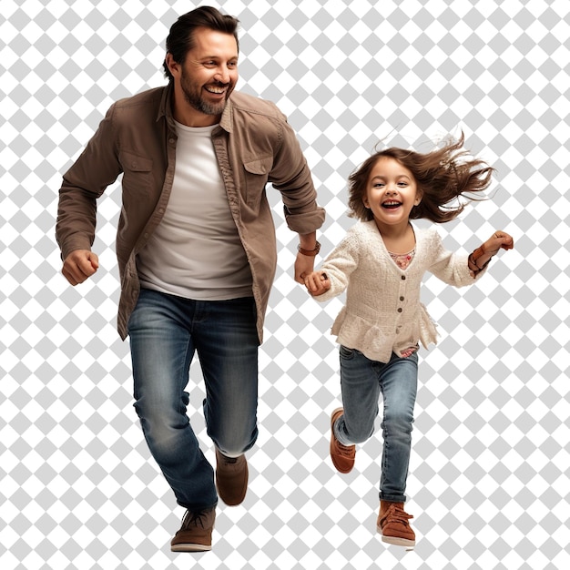 PSD father with cute child having fun isolated on transparent background psd file