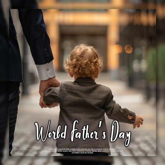 PSD fathers day background with hands or banner design template