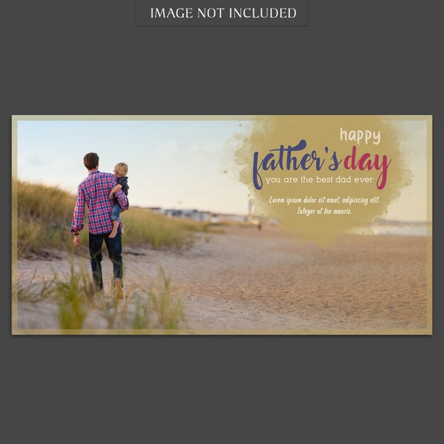 Fathers day banner cover mockup at beach