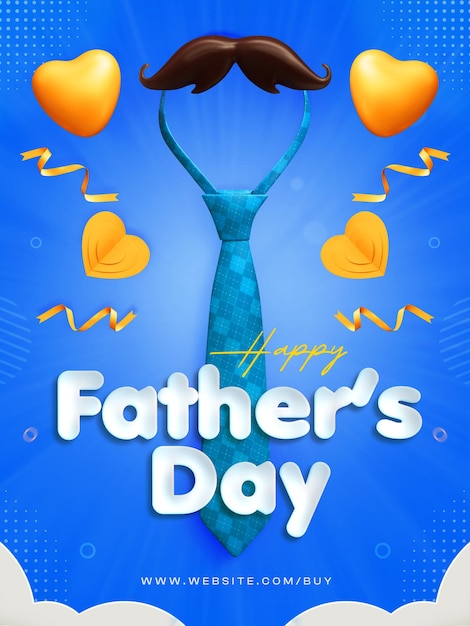 Fathers Day Begroeting Social Media Design Template met vader symbolen