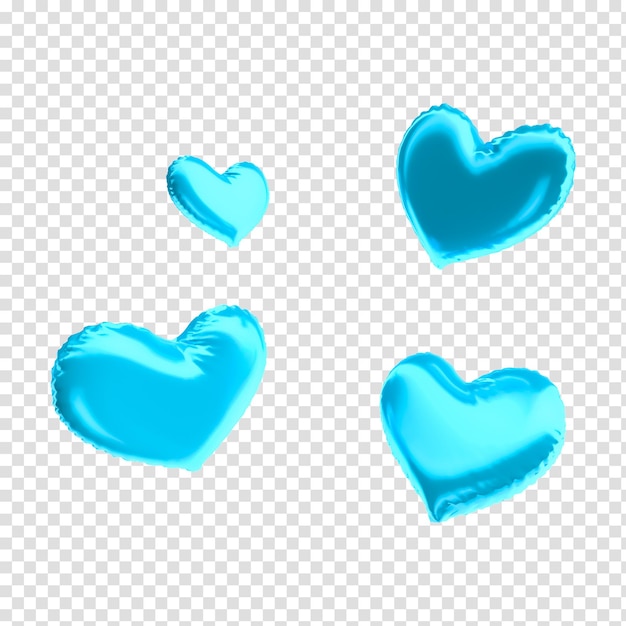 Fathers day blue balloons hearts for composition 3d render