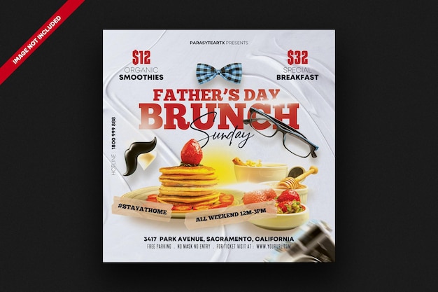 PSD fathers day brunch socials media template