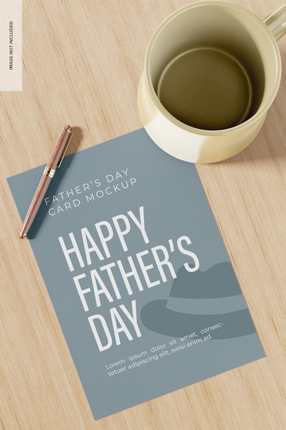 Fathers day card mockup, high angle view