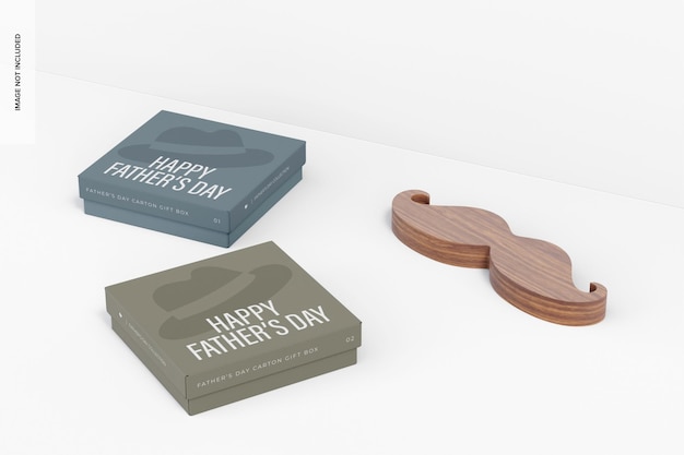 Fathers day carton gift boxes mockup, perspective