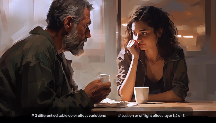 PSD fathers day concept father with his children scene together