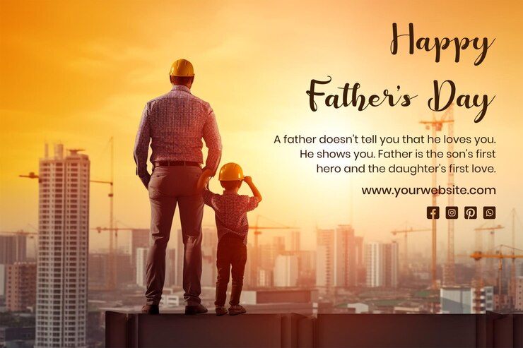 Fathers Day concept vader en zijn zoon staan op een dak op bouw achtergrond