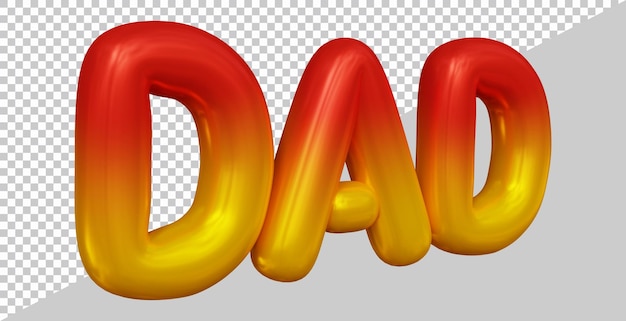 Fathers day dad text with 3d modern style