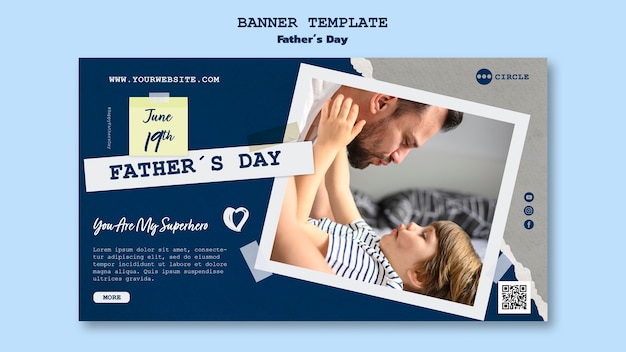 Fathers day horizontal banner template with torn paper design