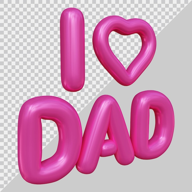 Fathers day love dad text with 3d modern style