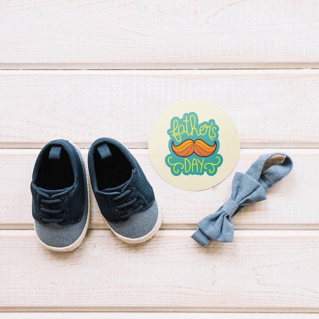 Fathers day mockup with round label and shoes