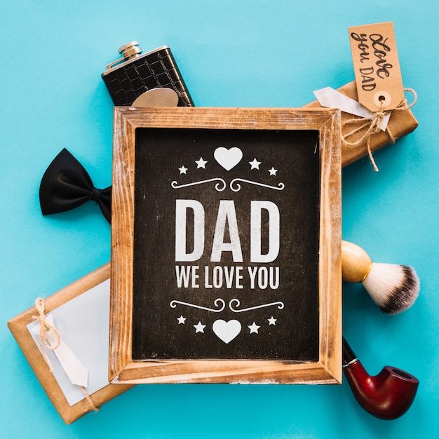 PSD fathers day mockup with slate