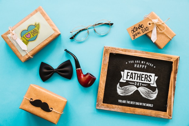 PSD fathers day mockup with slate