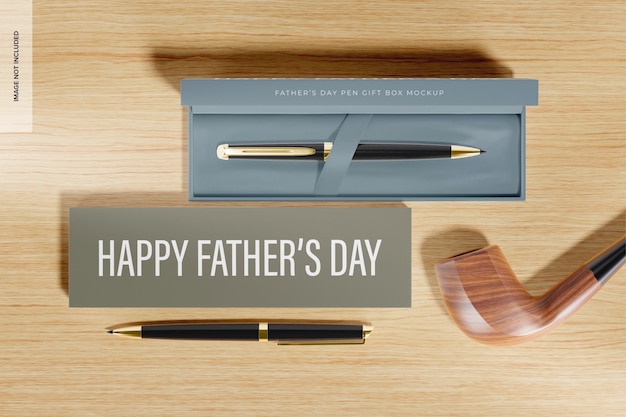 Fathers Day Pen Gift Boxes Mockup, Top View