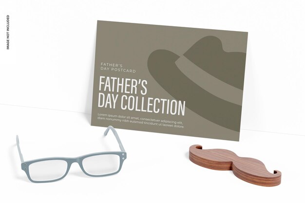 PSD fathers day postcard mockup, front view