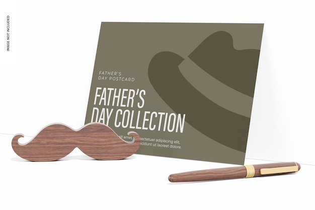 Fathers Day Postcard Mockup, Perspective