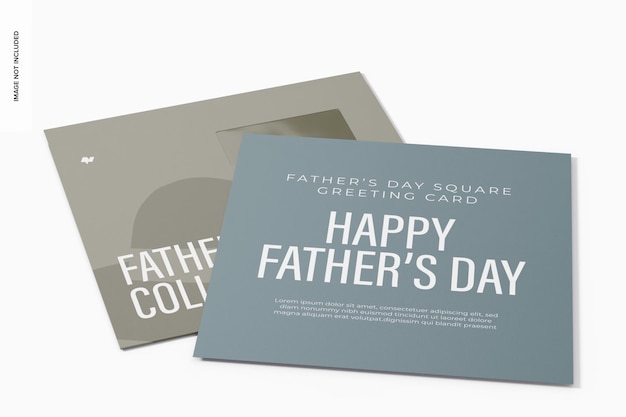Fathers day square greeting card mockup, with envelope