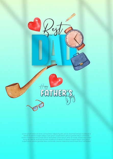 PSD День отца акварель а4 постер