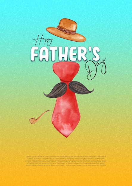 PSD fathers day watercolor a4 poster