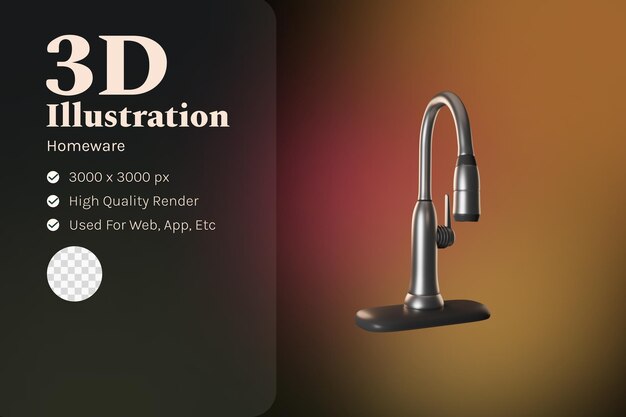 PSD illustrazione del rubinetto 3d