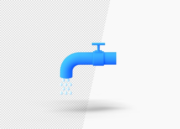 PSD faucet or water tap and drop of water 3d icon