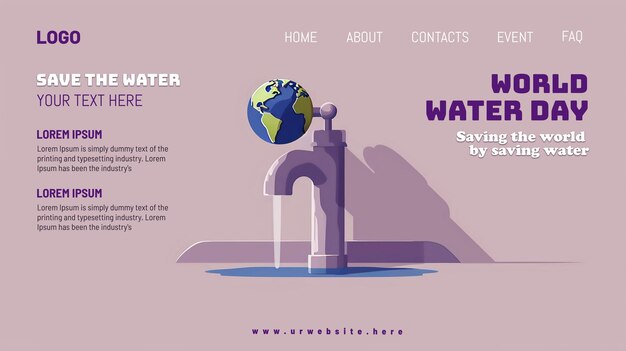 PSD faucet with earth in water drop campaign to save sea ecology and environment