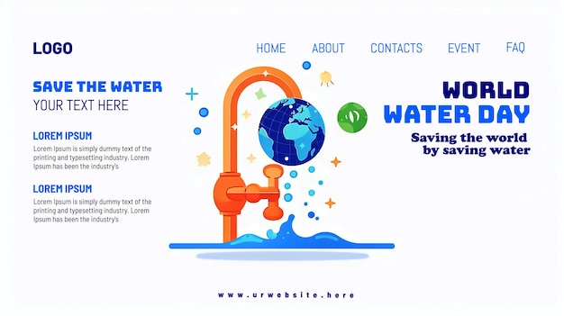 Faucet with earth in water drop campaign to save sea ecology and environment