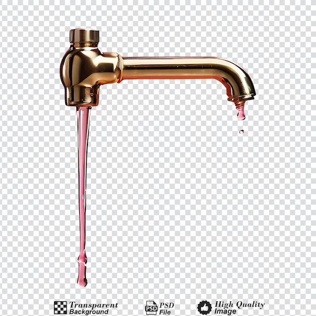 PSD faucet with water drop close up isolated on transparent background