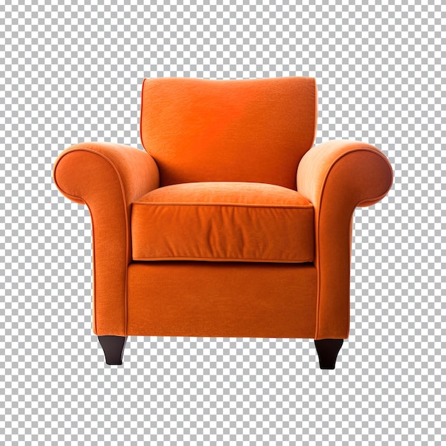 Fauteuil decostijl in oranje geïsoleerd op transparante achtergrond Vooraanzicht Serie meubilair