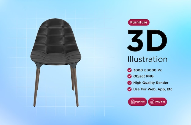 PSD fauteuil voor thuis en op kantoor op een transparante achtergrond geïsoleerd object png 3d-rendering