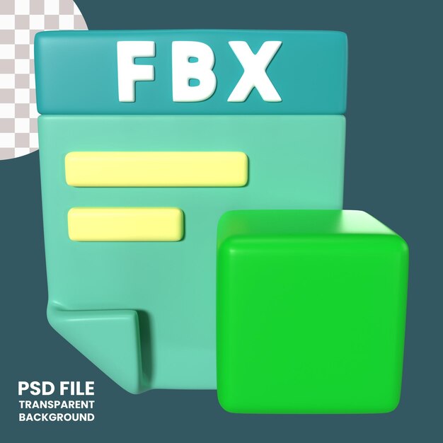 Fbx file extension 3d illustration icon