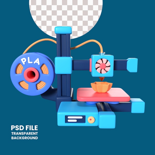 PSD fdm 3d-printer 3d illustratie pictogram