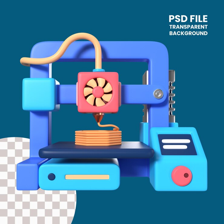 PSD fdm 3d printer 3d illustration icon